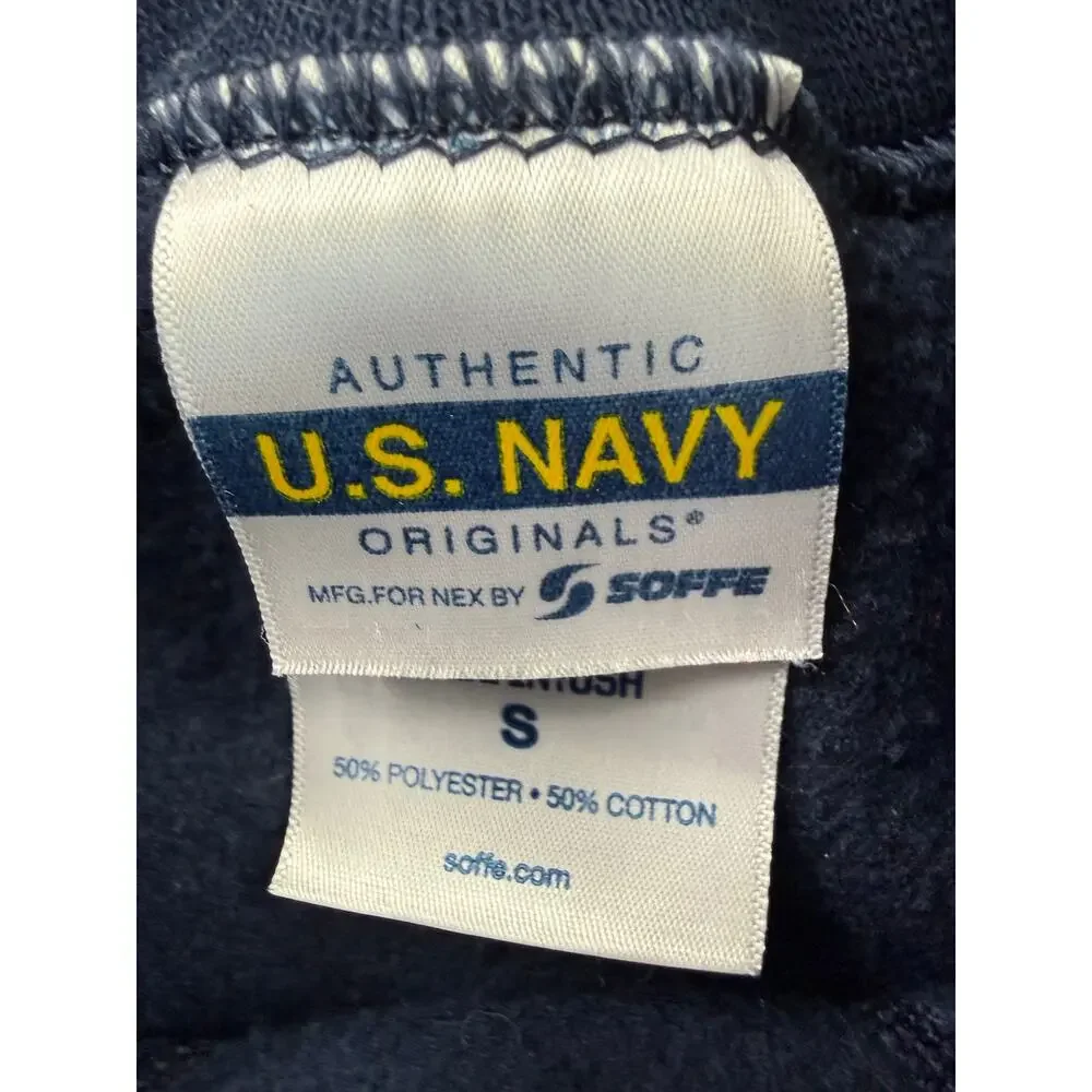 VTG 90s Soffe US Navy Crewneck Sweatshirt Sz S Blue Reflective USA Made Pullover